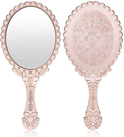 Handheld Mirror, Yusong Makeup Compact Hand Mirror Travel Small Vintage Purse Mirrors with Handle, H | Amazon (US)