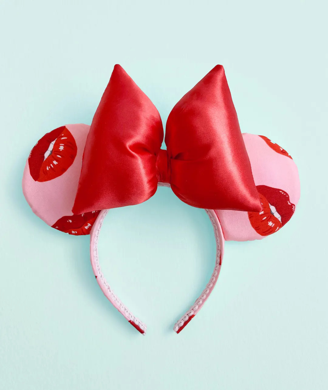 Minnie Valentine Ears Red Sweethearts Nite Minnie Ears Lipstick Kisses Mickey Valentine's Day Ear... | Etsy (US)