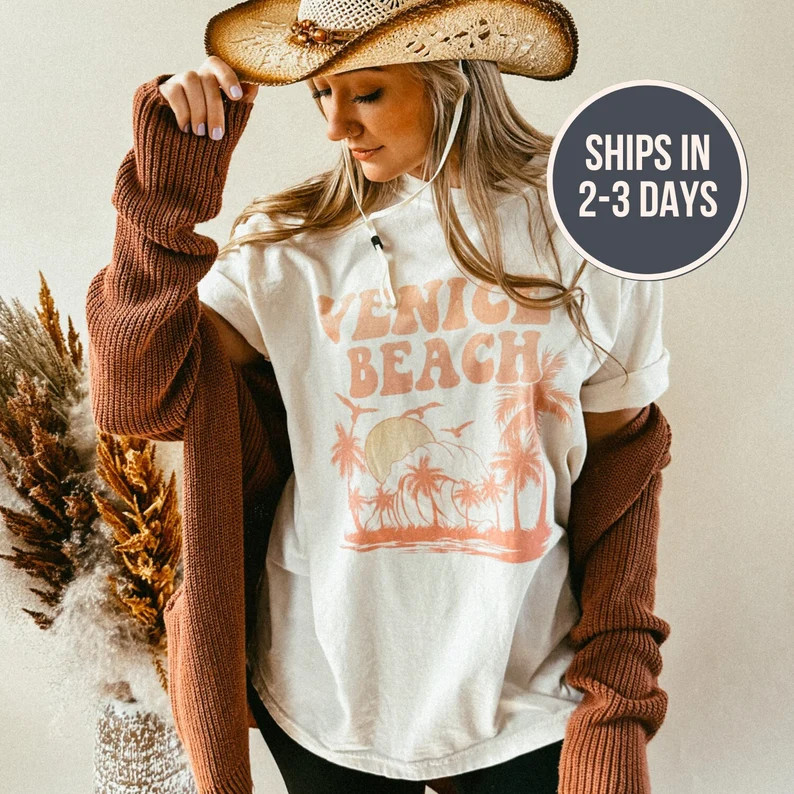 Venice Beach Oversized Shirt, Vintage Beach Travel Tee, Trendy Graphic Tee, Oversized Tees, Comfo... | Etsy (US)