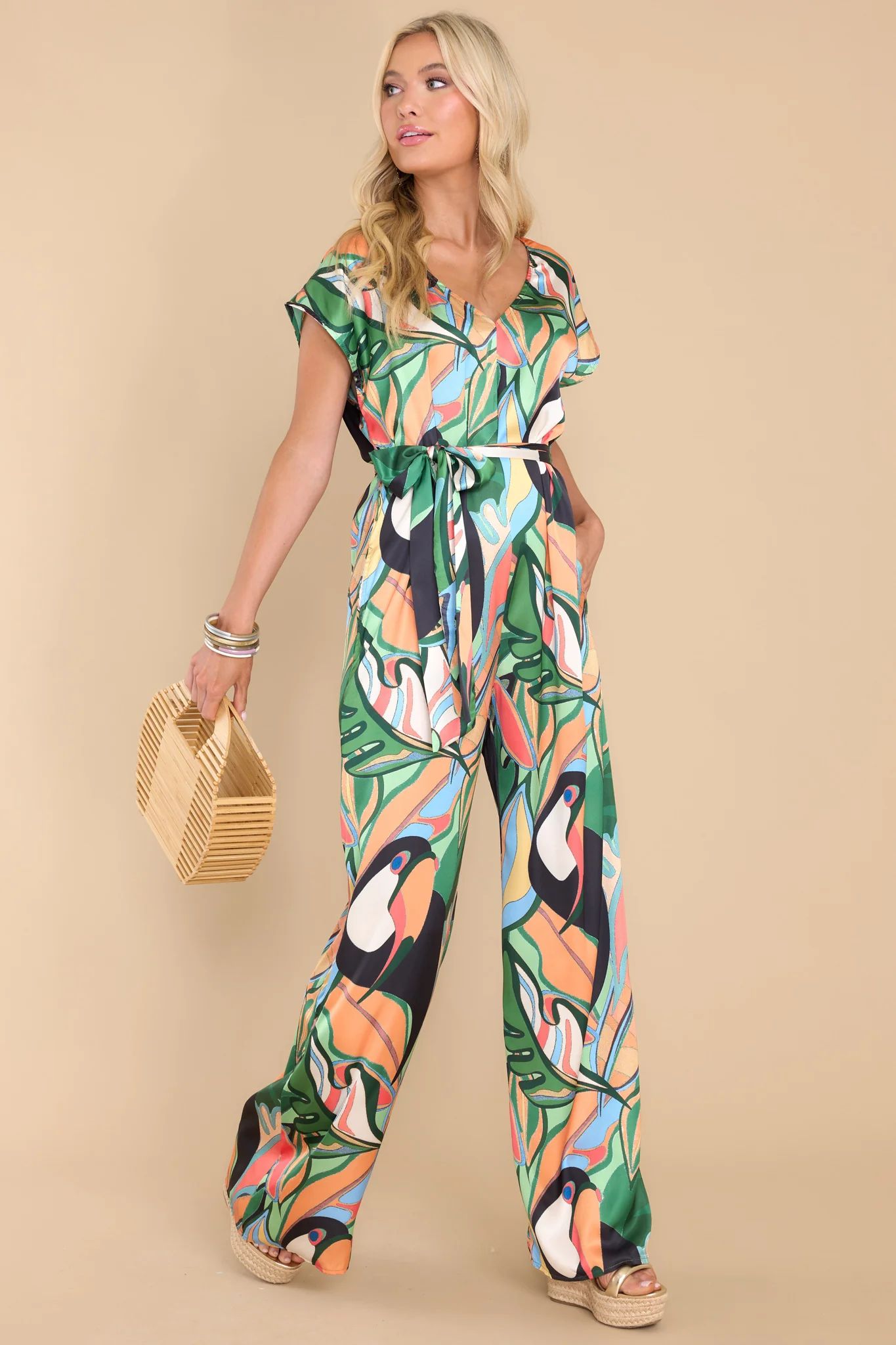 Vivacious Love Green Multi Print Jumpsuit | Red Dress 