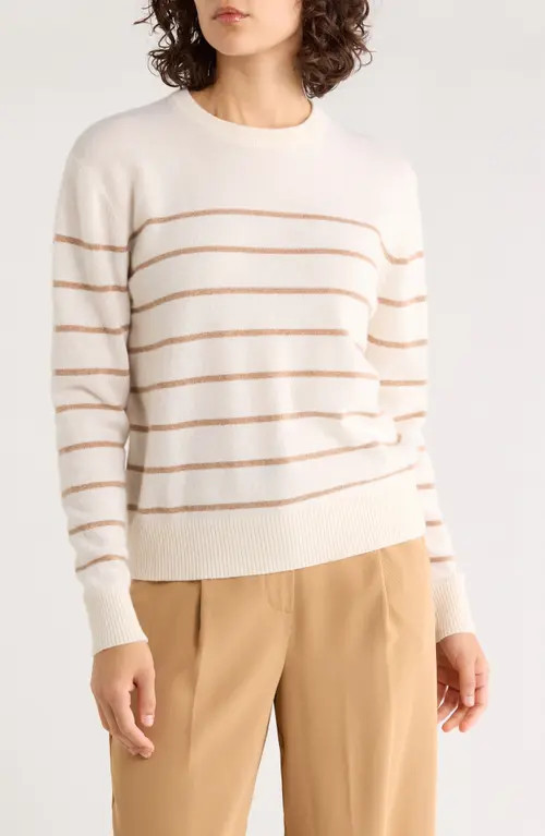 Marine Layer Harper Metallic Stripe Cashmere Sweater in Gold Stripe at Nordstrom, Size Medium | Nordstrom