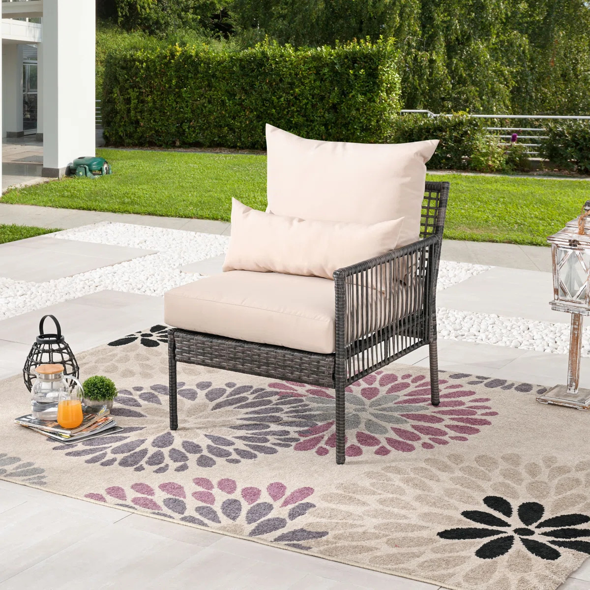 Addiego Outdoor Left-Arm Lounge Chair with Cushions | Wayfair North America