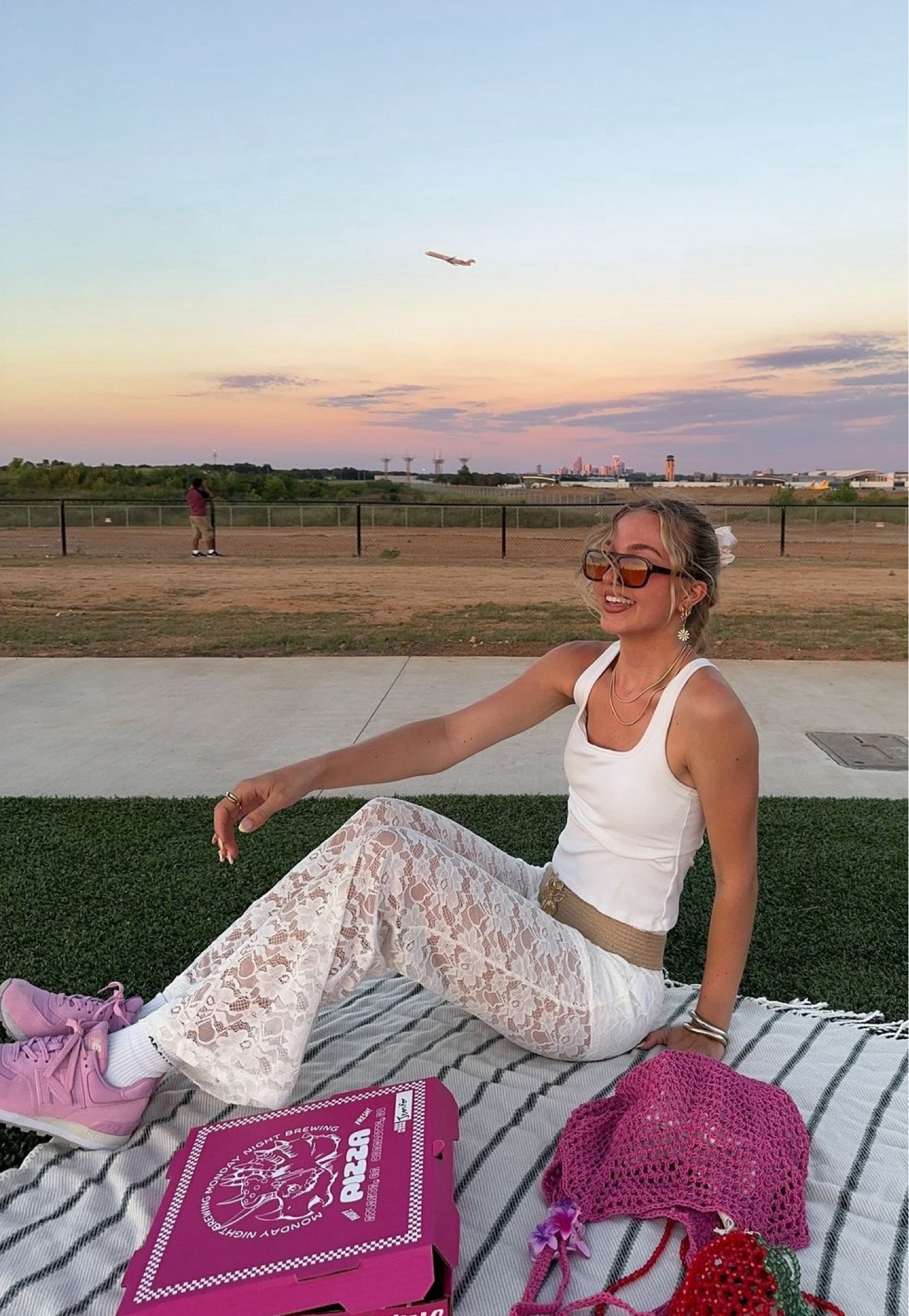 summer girls picnic 🧡🧺🌅🌸🍕
white lace pants are on sale rn at cotton on!! tank is klassy network, pink new balance’s, and belt is H&M <3
#summeroutfit #sunset #picnic #summerpants #lacepants #summershoes

#LTKSeasonal #LTKSaleAlert #LTKShoeCrush