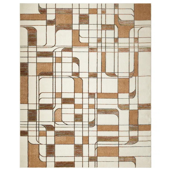 Nordic Ivory Rust Mid-Century Modern Indoor Rug | Wayfair North America