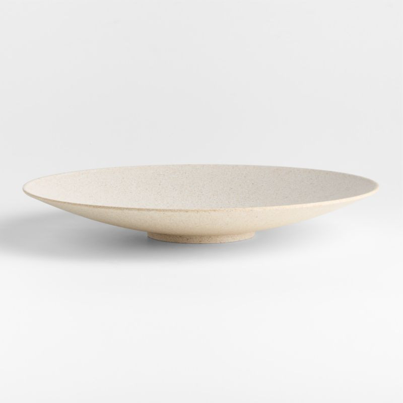 Almada 15" Natural Rice Husk and Resin Footed Low Serving Bowl | Crate & Barrel | Crate & Barrel