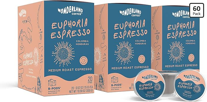 Wonderland Coffee | Euphoria Espresso B-Pods | Only Compatible with Bruvi Single-Serve Coffee Bre... | Amazon (US)