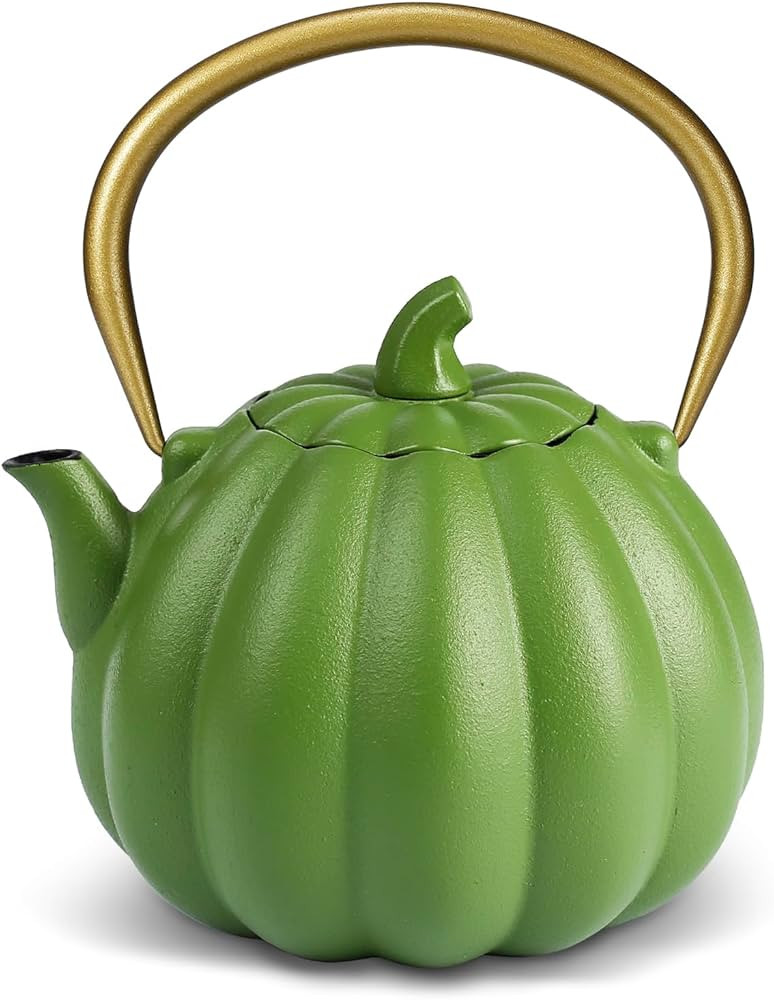 Pumpkin Cast Iron Teapot (40 oz/1200 ml), Natural Pumpkin Shape, Sturdy Iron Tea Kettle Stovetop ... | Amazon (US)