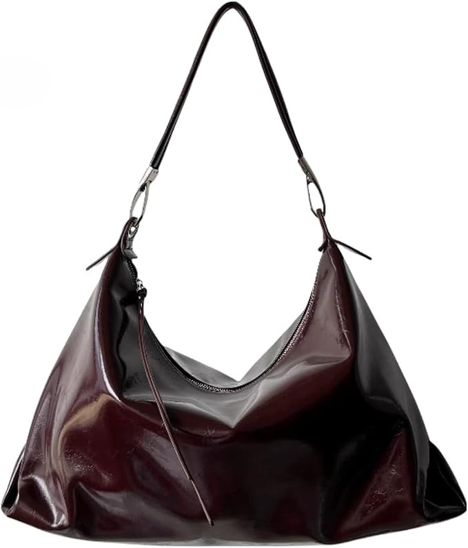 Burgundy Purse Large Tote Bags for Women Hobo Bag Vegan Leather Tote Bag Aesthetics Bag | Amazon (US)