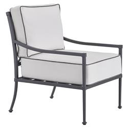 Lindale French Country White Cushion Grey Aluminum Outdoor Lounge Arm Chair | Kathy Kuo Home