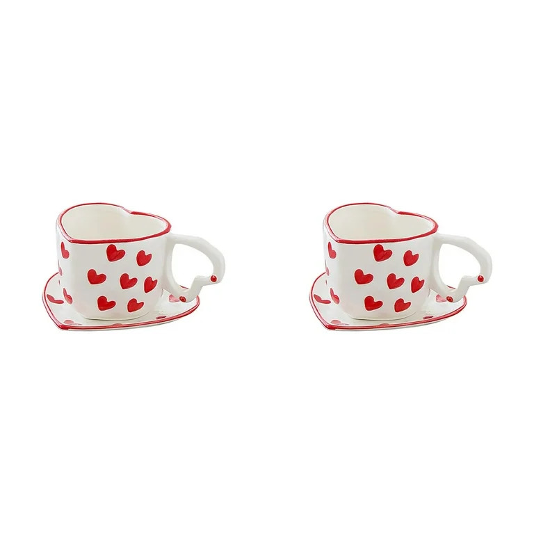 JINCHANG Heart-Shaped Ceramic Cup for Valentine's Day – Perfect Daily Mug for Coffee & Milk(A 2... | Walmart (US)