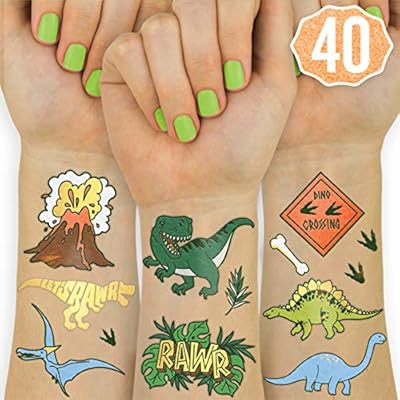 xo, Fetti Dinosaur Temporary Tattoos for Kids - 40 styles | Birthday Party Supplies, Dinosaur Par... | Amazon (US)