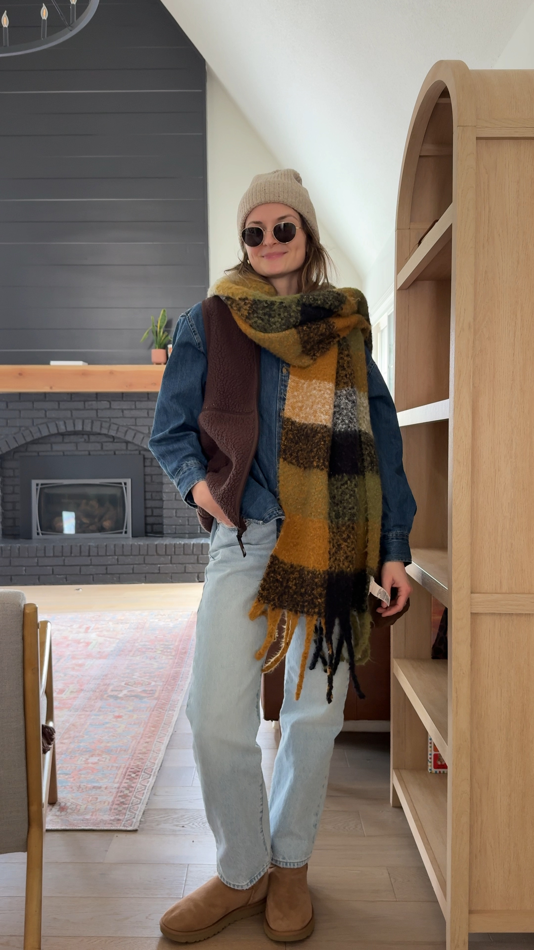 wearing a small in vest and denim top! jeans tts, but if in between sizes, size down! Scarf is old fp, linked similar 

Winter outfit, layering 

#LTKSeasonal #LTKStyleTip #LTKWatchNow