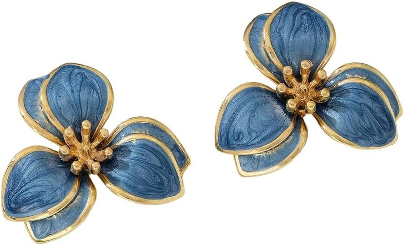 Gold Flower Dripping Oil Statement Earrings Vintage Unique Enamel Floral Studs Earring Elegant Ge... | Amazon (US)