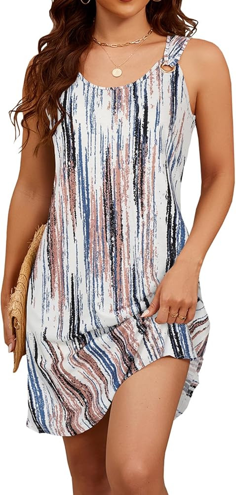 Blutime Summer Dresses for Women 2025 Boho Sleeveless Sundresses Beach Swimsuit Cover ups Casual ... | Amazon (US)