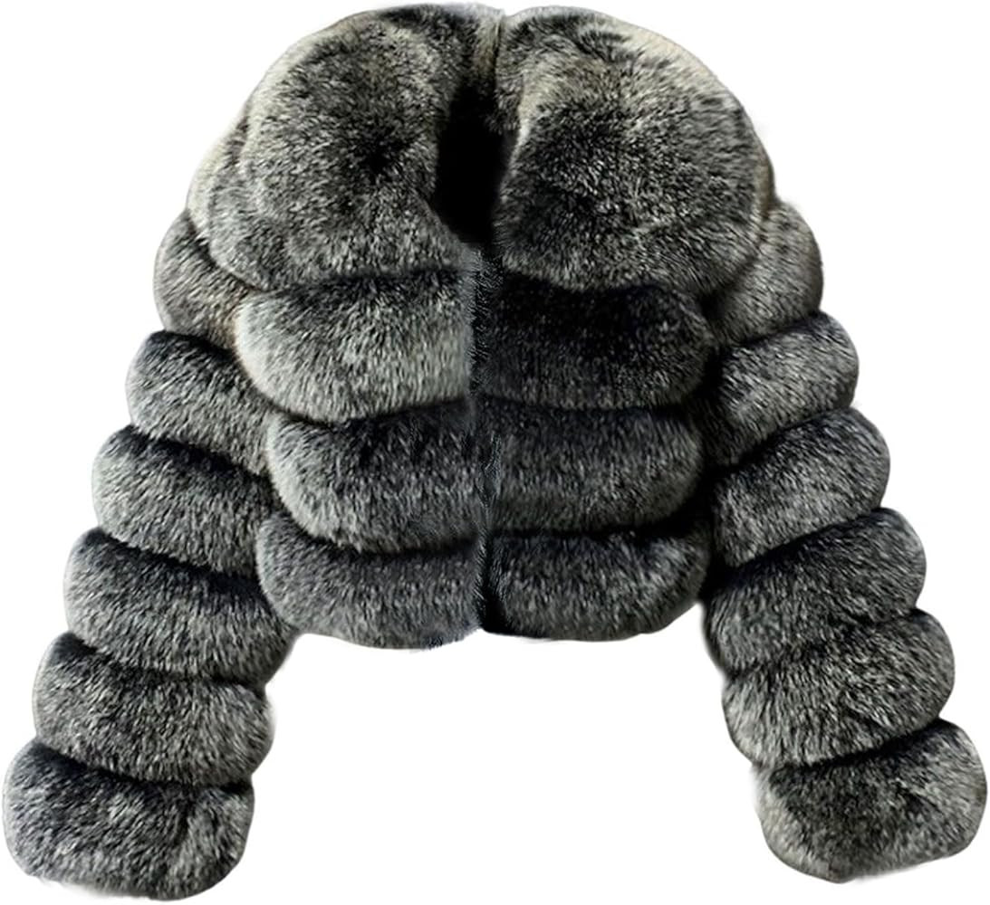 loveimgs Women Fluffy Faux Fur Coat Cropped Jacket Puffer Jacket Zip Up Winter Warm Fuzzy Teddy J... | Amazon (US)