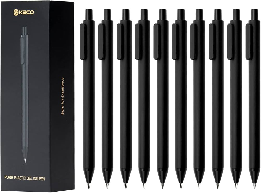 Kaco Gel Pens, 0.5 mm Fine Point, Black Ink 10 Count, Quick Dry Smooth Writing, Aesthetic Office ... | Amazon (US)