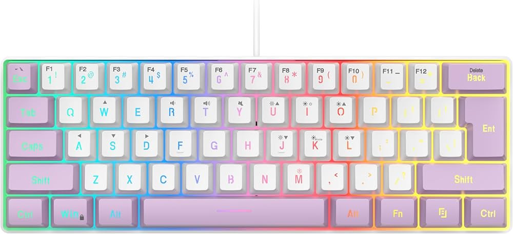 SAMA Gaming Keyboard 60 Percent, 61 Keys RGB Backlit Wired Keyboard, Waterproof Mini Compact Gami... | Amazon (US)