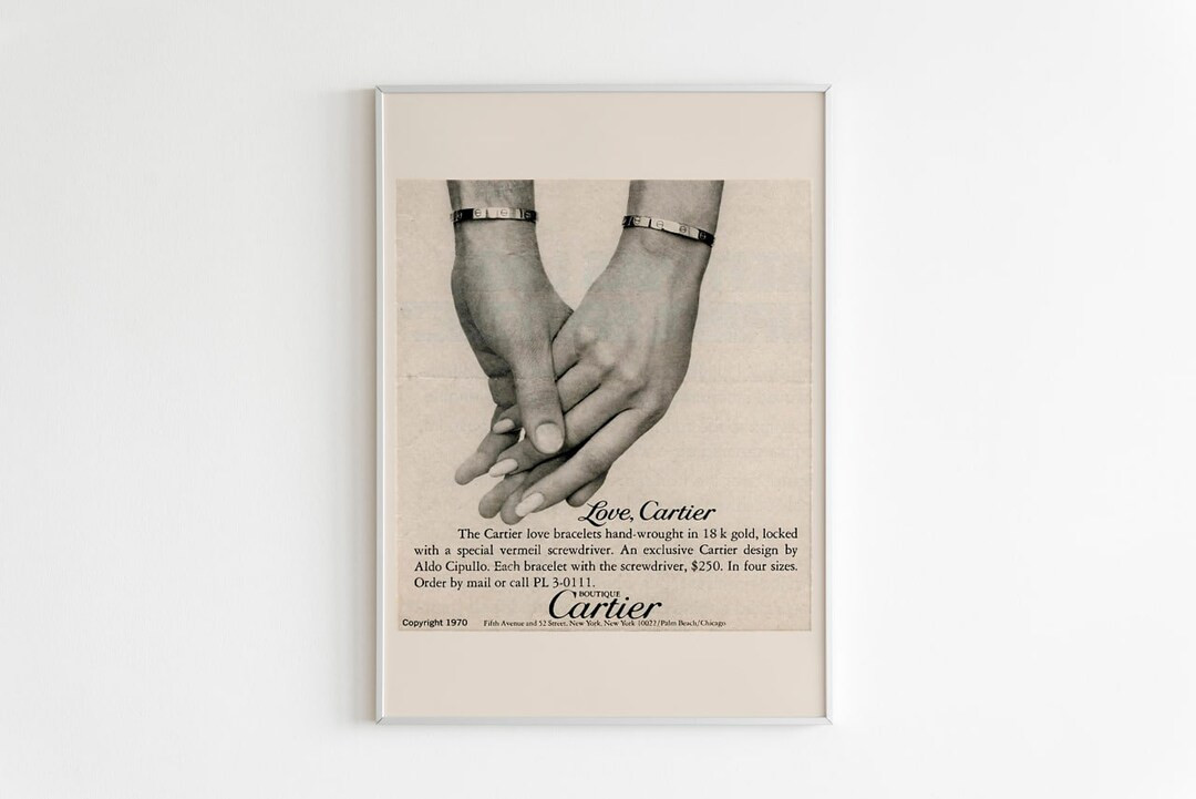 Cartier Advertising Poster, 70's Style Print, Ad Wall Art, Vintage Design Magazine, Ad Retro Adve... | Etsy (US)