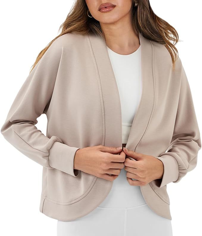 Women Airy Essential Cropped Cocoon Cardigan Long Sleeve Open Front Casual Outwear | Amazon (US)