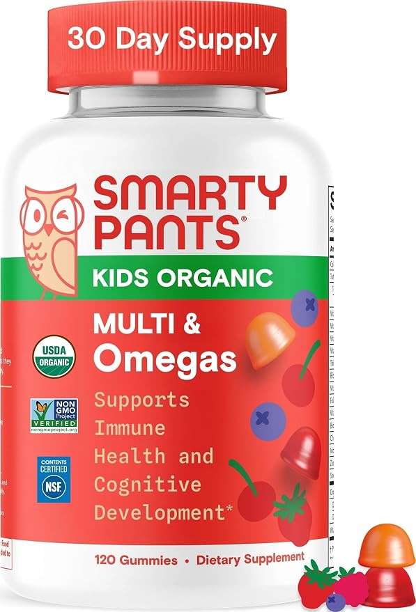 SmartyPants Organic Kids Multivitamin Gummies: Omega 3 (ALA), Beta Carotene, Vitamin B12, B6, A, ... | Amazon (US)