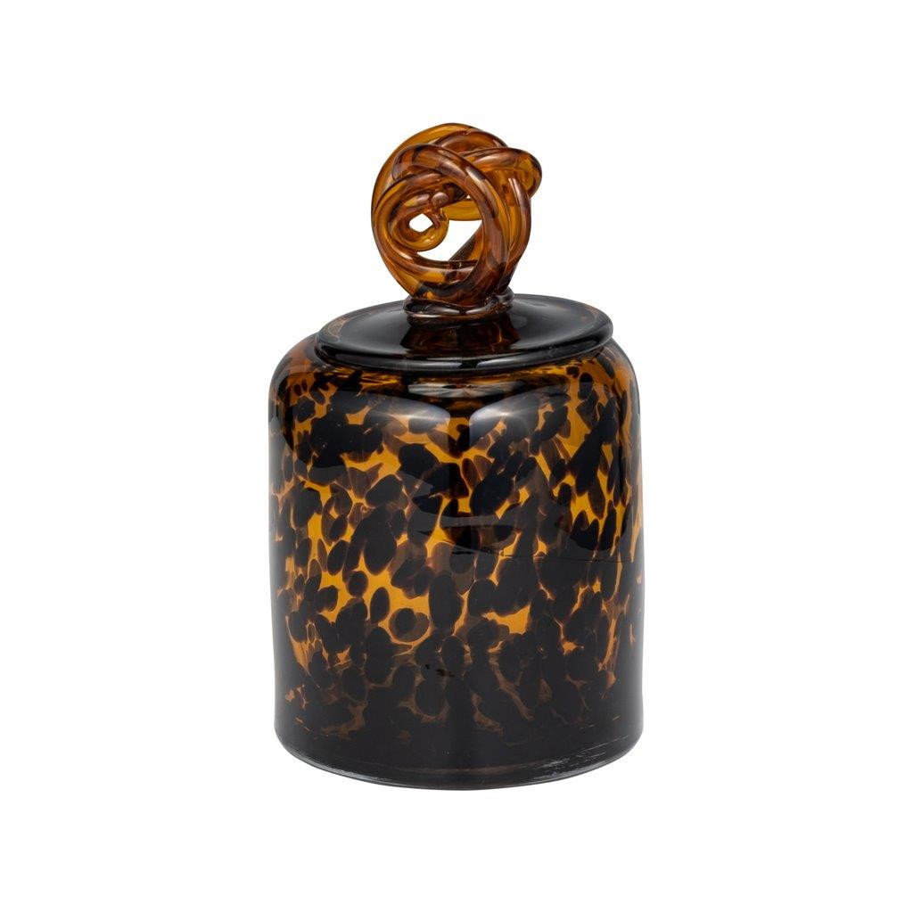 Glass 8 Inch Jar With Knot Lid Tortoise | 1stopbedrooms