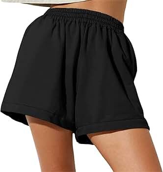 Meihuida Women Sweat Shorts Casual Summer High Waist Athletic Y2K Shorts with Pockets | Amazon (US)