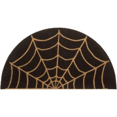 Spider Web Dark Coir Doormat - Half Circle Non-Slip Welcome Door Mat Halloween Decor Mat 17X29 Inch Indoor Mat | Wayfair North America