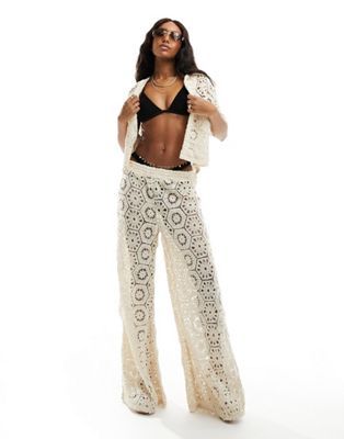 South Beach crochet beach pants in cream - part of a set | ASOS | ASOS (Global)