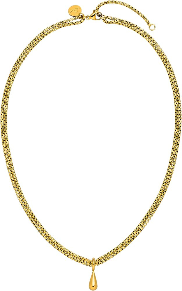 Purelei Droplet Kette \u2013 Doppelte Kette mit tropfenf\u00f6rmigem Anh\u00e4nger \u2013 Verstel... | Amazon (DE)