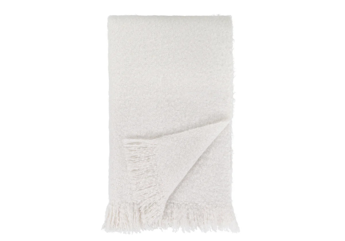 WHITE MOHAIR THROW BLANKET | Alice Lane Home Collection