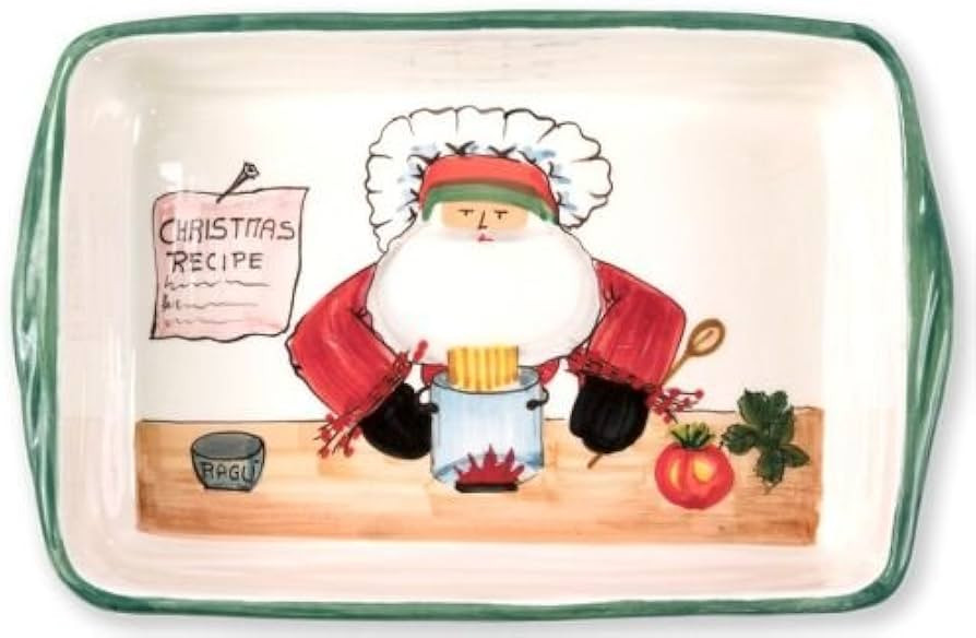 Vietri Old St. Nick Rectangular Baker w/Chef, Christmas Oven Baking Dish Earthenware Bake/Serve P... | Amazon (US)