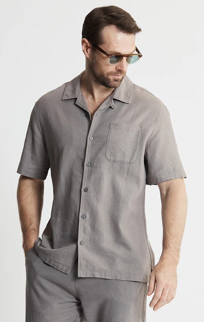 Linen Suffolk Short Sleeve Camp Shirt | JACHS NY