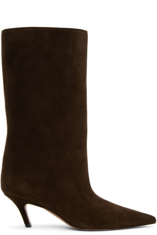Amina Muaddi - Brown Fiona 60 Boots | SSENSE