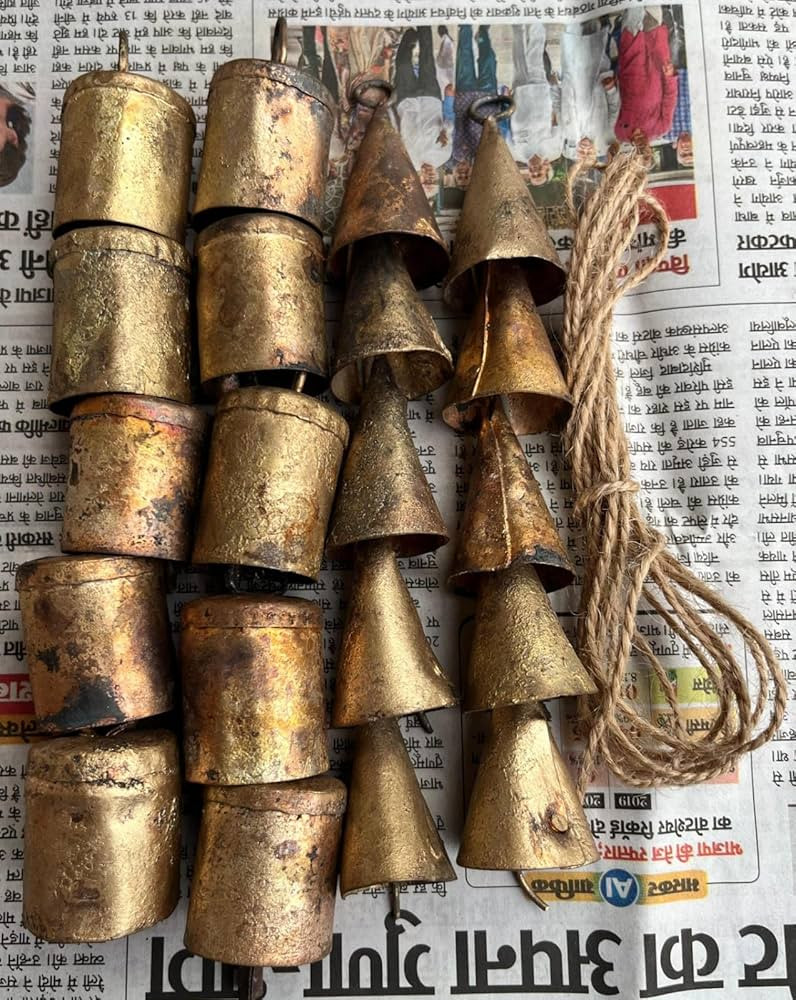 Rustic Iron Tin Metal Vintage Cow Bells Jingle for Wind Chimes and Crafts 2" H Antique Brass Cove... | Amazon (US)