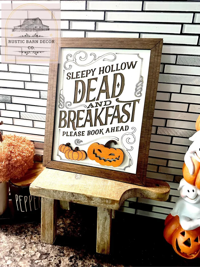 Sleepy Hollow Dead and Breakfast Sign, Rustic Halloween Decor | Etsy (Global)