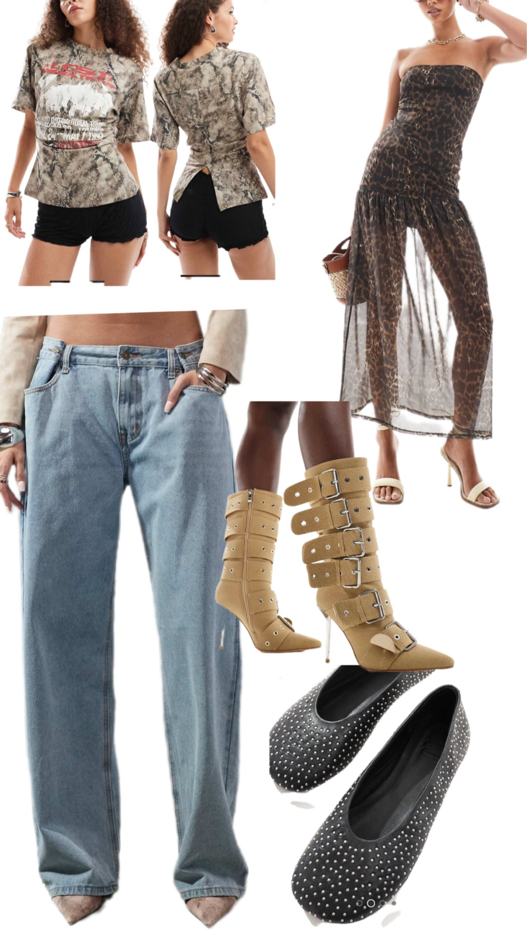 ASOS new ins , I am currently loving , fade wash denim, knee length boots, sheer leopard print dress, fitted tee, studded ballet flats 

#LTKeurope #LTKstyletip #LTKuk