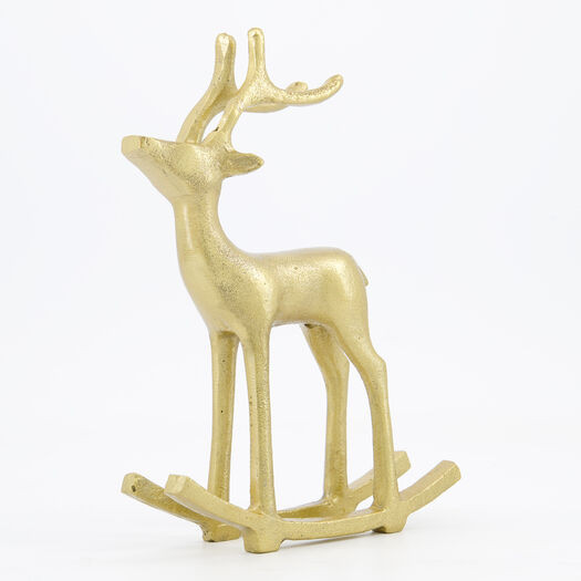 Gold Tone Reindeer Christmas Decoration 23x16cm | TK Maxx