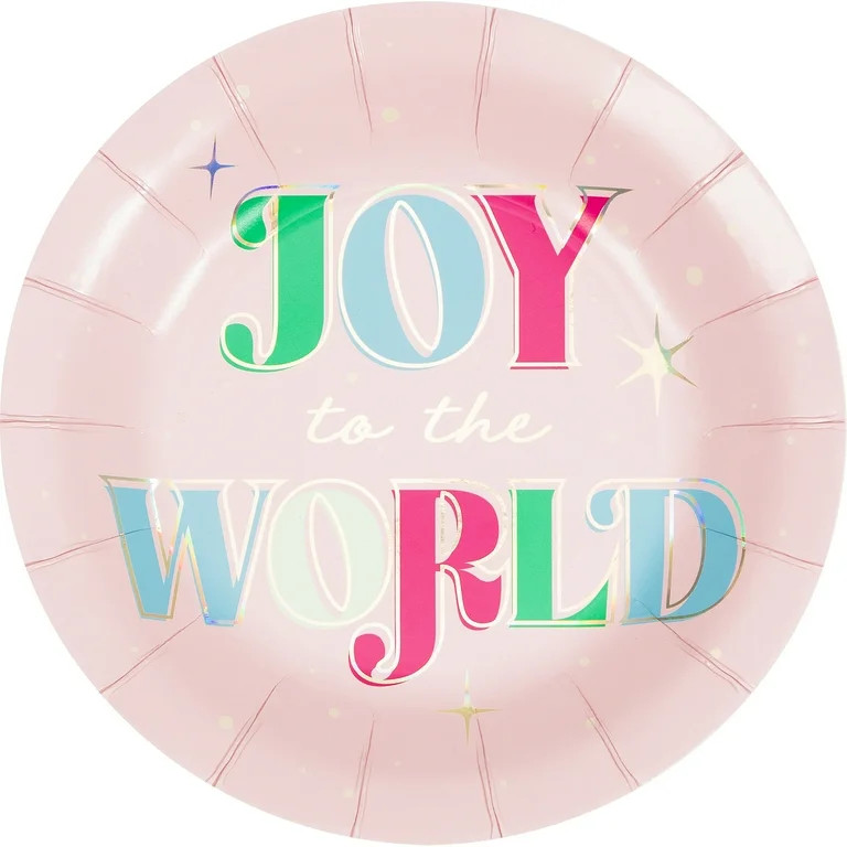 Multicolor Joy to the World Round Disposable Paper Plates, 7 in, 10 Count, by Holiday Time - Walm... | Walmart (US)