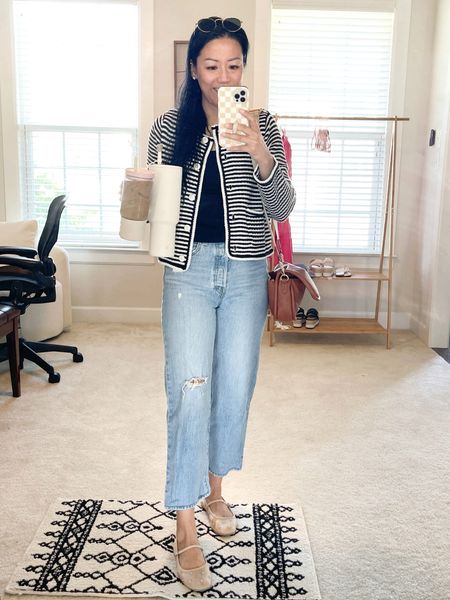 Size medium cardigan
Sized up to large in tank
Exact jeans are thrifted (size 26)
Flats are true to size 


#LTKStyleTip #LTKOver40 #LTKFindsUnder50