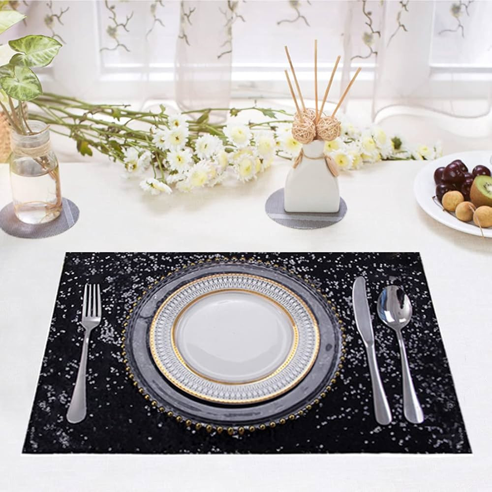 Juya Delight Sequin Table Placemats,Sparkle Table Placemats for Party Wedding Dining Table Decora... | Amazon (US)