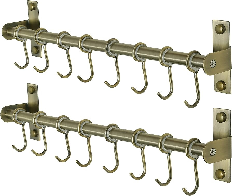 Dseap Kitchen Hooks for Hanging Utensils, Hanging Pot Rack, Kitchen Utensil Hanger Rail with 8 Ho... | Amazon (US)