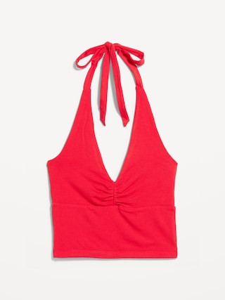 Jersey Cinch-Front Halter Top | Old Navy | Old Navy (US)