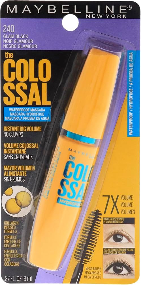 Maybelline Volum' Express Colossal Waterproof Mascara Makeup, Volumizing, Glam Black, 1 Count | Amazon (US)