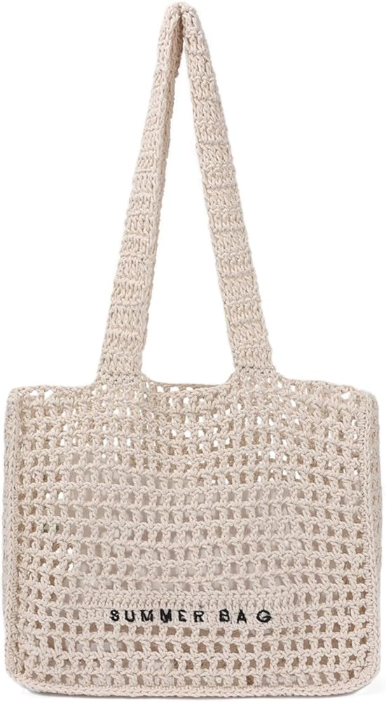 Freie Liebe Crochet Beach Tote Bag Summer Beach Bag for Women Large Knit Totes | Amazon (US)