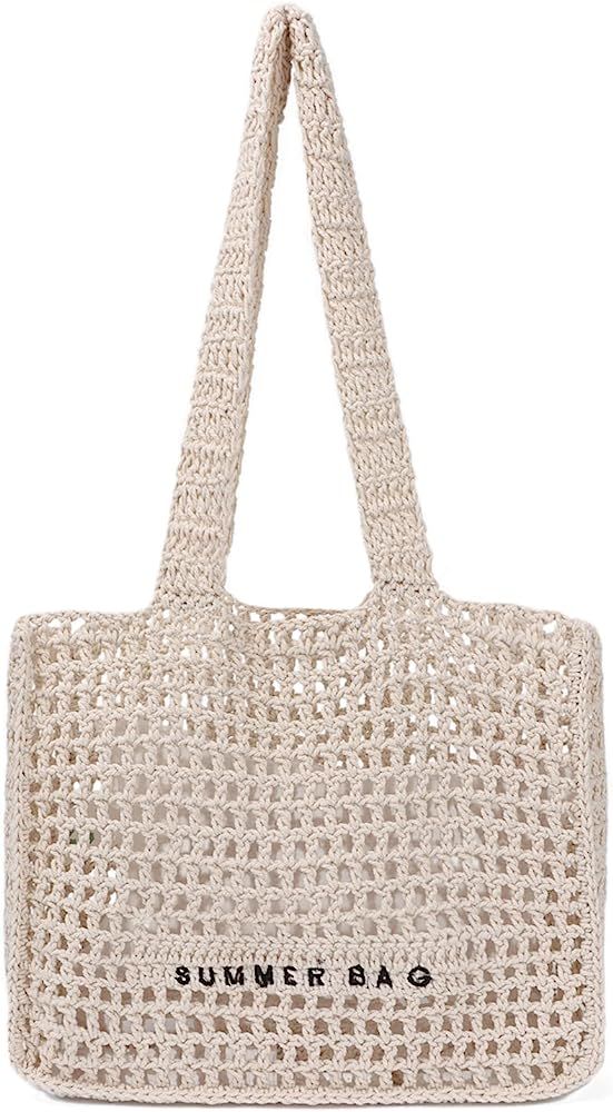 Freie Liebe Handmade Crochet Mesh Beach Tote Bag - Large Summer Aesthetic Knit Bag for Women, Per... | Amazon (US)