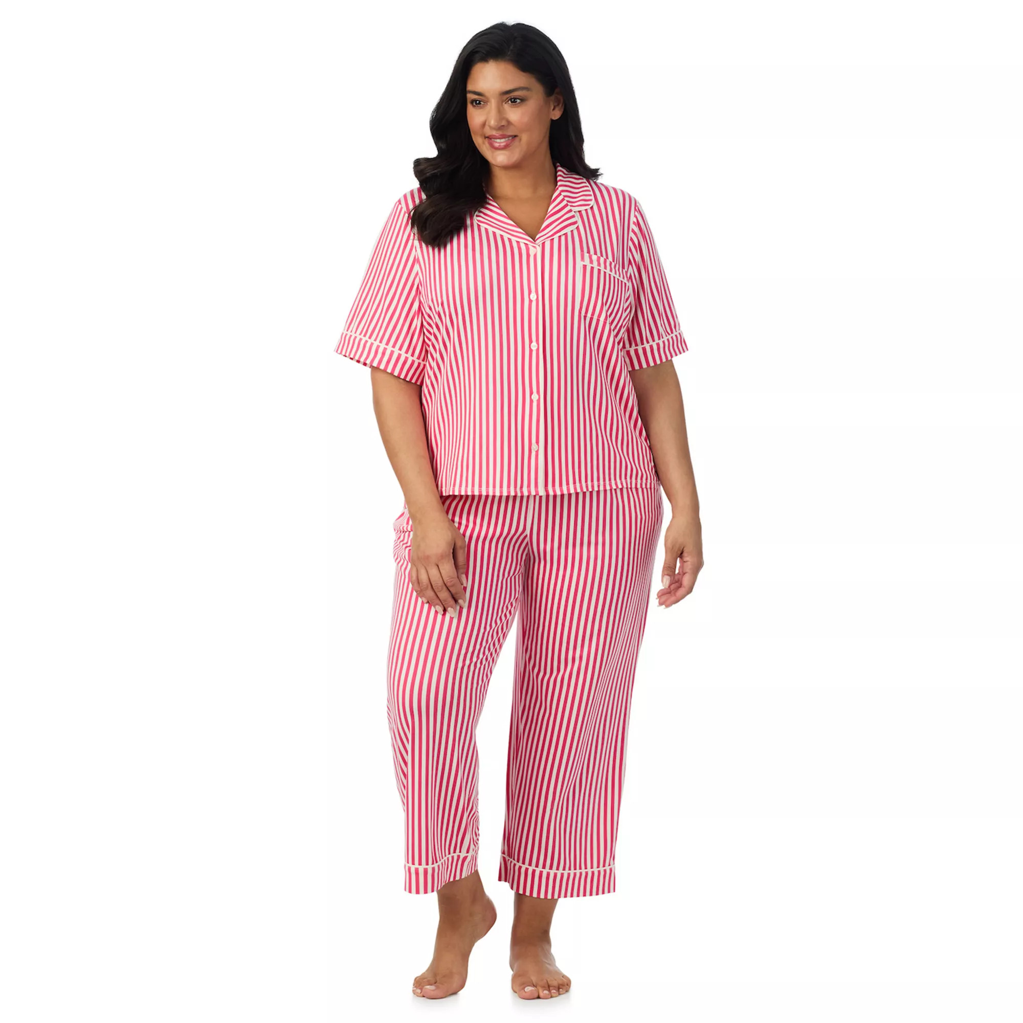 Plus Size Draper James Cozy Elbow Sleeve Notch Pajama Top and Pajama Pants Set | Kohl's
