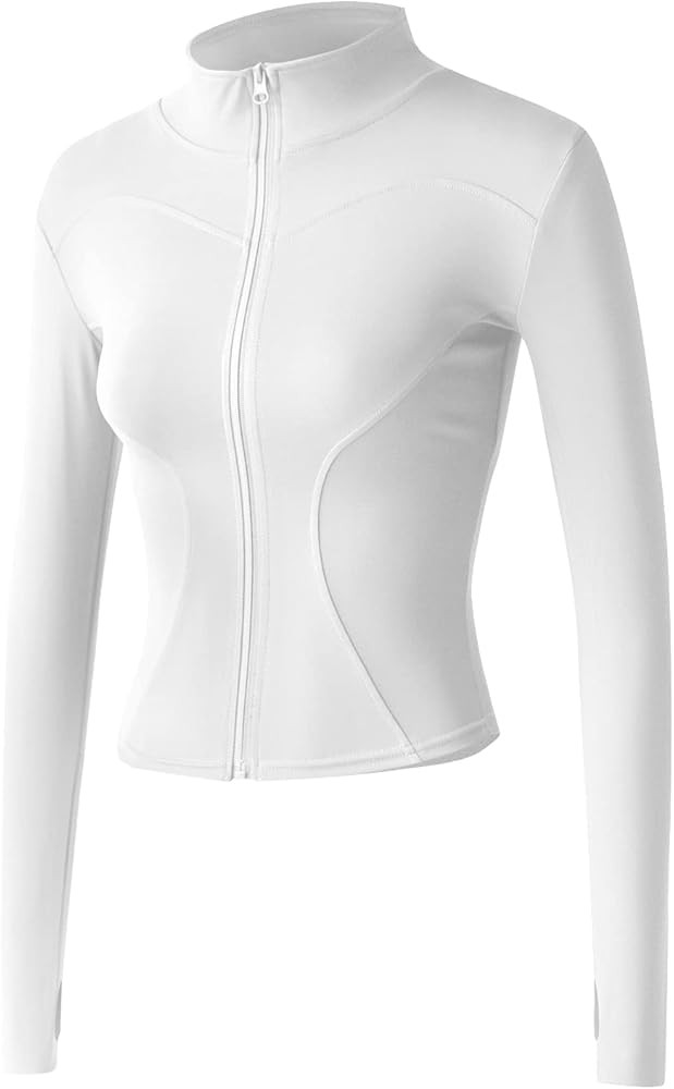 Women's Stretchy Lightweight Athletic Workout Jackets Full Zip Long Sleeve Running Top with Thumb... | Amazon (US)