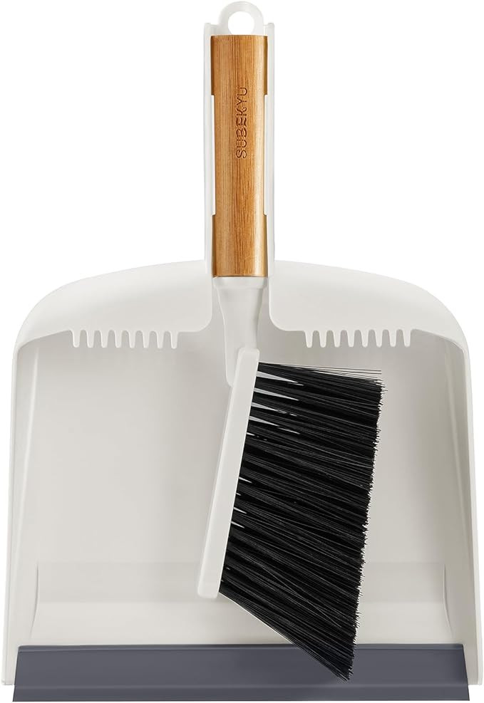SUBEKYU Dustpan and Brush Set with Bamboo Handle, Hand Mini Broom and Dustpan Set, Small Broom an... | Amazon (US)