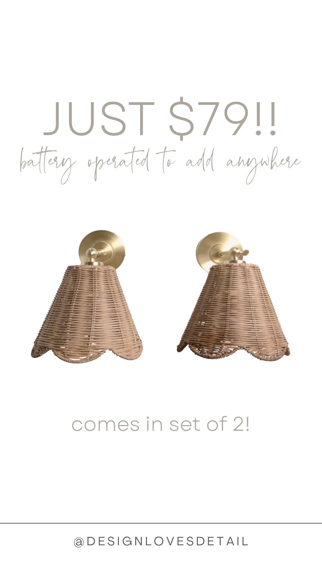 Deal of the day!!! Grab this set of woven scallop sconces to add anywhere— they’re battery operated & the perfect way to add a little light + character to any space. I’m getting some for my daughter’s room so thought I’d share! What a steal! 

#LTKSeasonal #LTKSaleAlert #LTKHome
