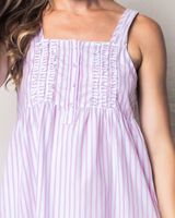 Women's Lavender French Ticking Charlotte Nightgown | Petite Plume